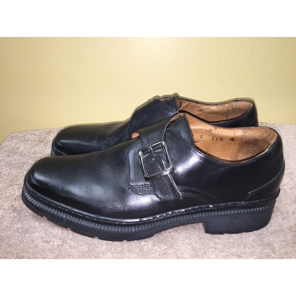 Johnston & Murphy Men Buckle Strap Loafers Dress Shoes Black Leather-8.5 M